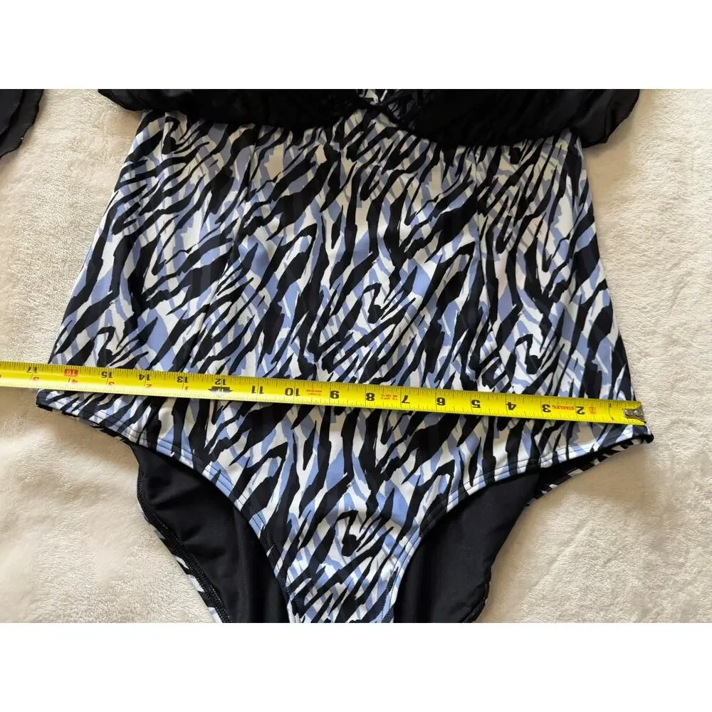 Curvy Kate Wrapsody Swimsuit Multiway Bandeau Strapless Zebra Print 32DDD NWT